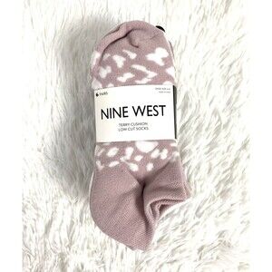 Nine West Low Cut Socks Women's 6 Pairs Terry Cushion Shoe Size 5-10 White Pink